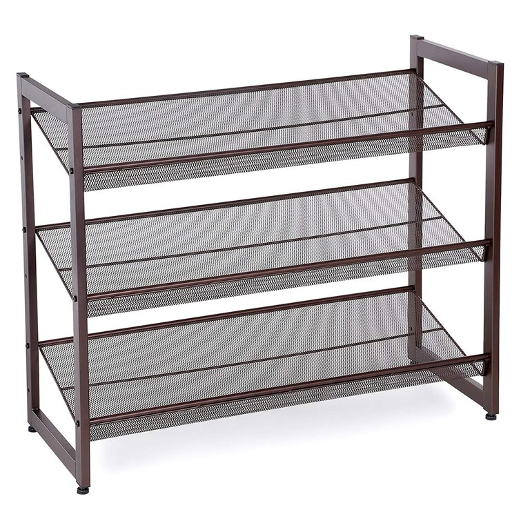 2 tier metal 2025 stackable mesh shoe rack